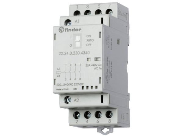 Finder 22.34.0.012.4640 Kontaktori 2 x rajakytkin, 2 x katkaisukosketin 12 V/DC, 12 V/AC 25 A 1 kpl 1 kpl