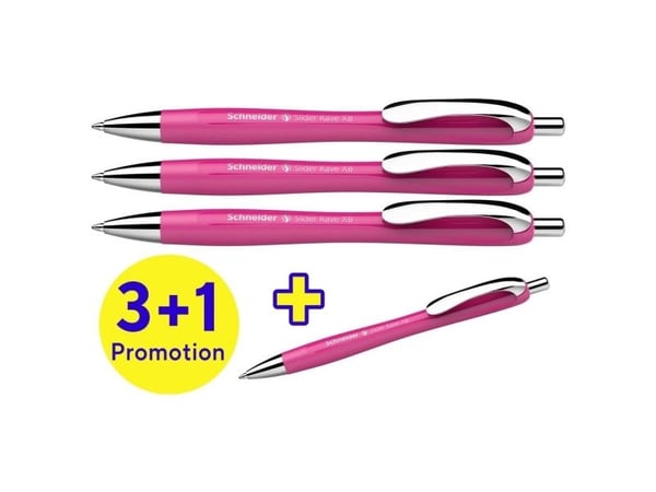 Schneider Slider Rave XB kulepenn rosa blå skrift 3 stk. (132554)