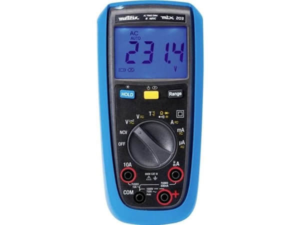 Metrix MTX203-Z digital håndmultimeter, sprutbeskyttet (IP54) CAT III 600 V, visning (counts): 6000