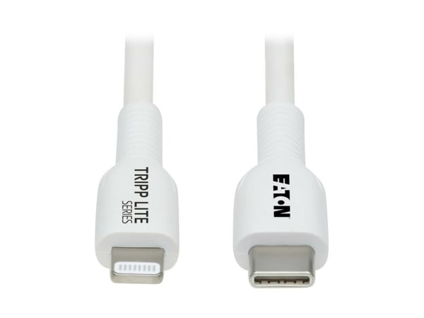 Eaton Tripp Lite Series Safe-IT USB-C to Lightning Sync/Charge Antibacterial Cable (M/M), MFi Certified, White, 1 m (3.3 ft.) - Lightning-kabel - 2...