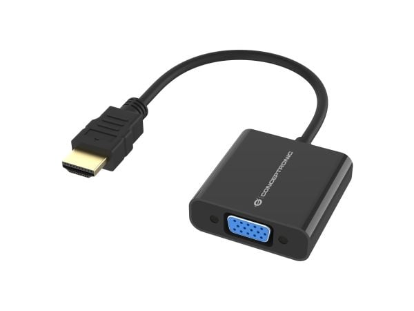 Conceptronic ABBY20B HDMI to VGA Adapter, 0.25 m, HDMI Type A (Standard), VGA (D-Sub), Male, Female, Straight