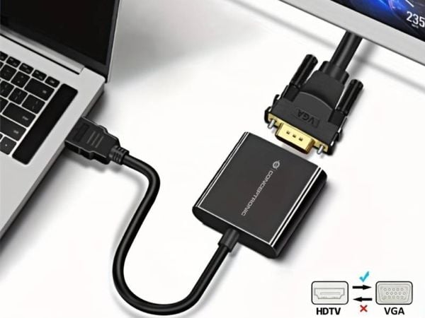 Conceptronic ABBY20B HDMI to VGA Adapter, 0.25 m, HDMI Type A (Standard), VGA (D-Sub), Male, Female, Straight