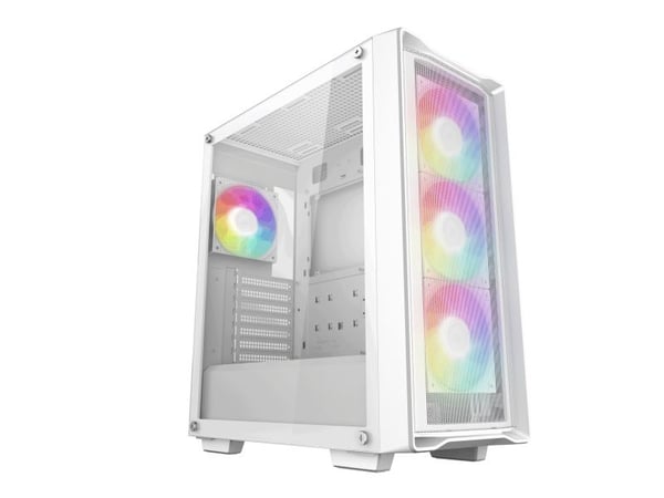 DeepCool CC560 MESH V2 - Mid tower - ATX - sidepanel med vindu (herdet glass) - ingen strømforsyning (ATX / PS/2) - hvit - USB/lyd