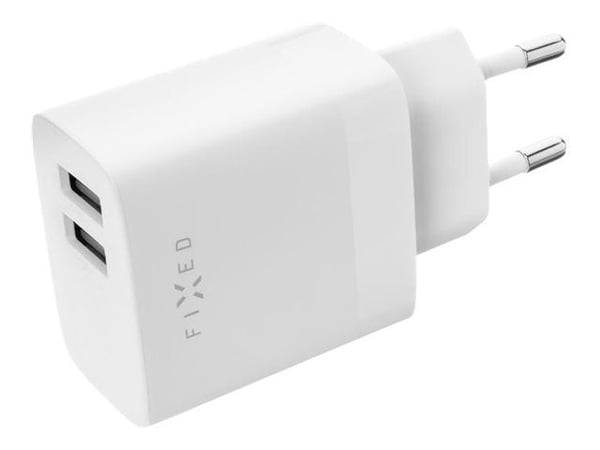 FIXED - Strømadapter - travel - 17 watt - 3.4 A - 2 utgangskontakter (2 x USB) - hvit