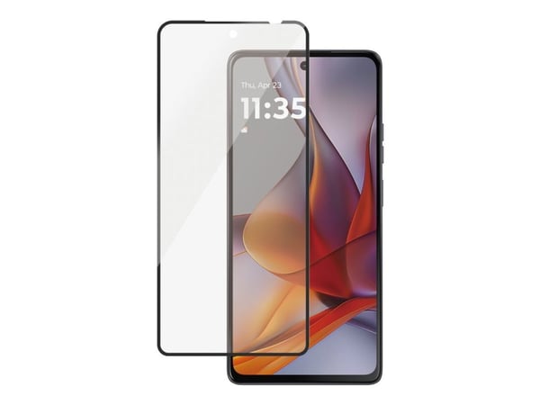 PanzerGlass - Skjermbeskyttelse for mobiltelefon - ultrabred passform - glass - rammefarge svart - for Motorola Moto G75