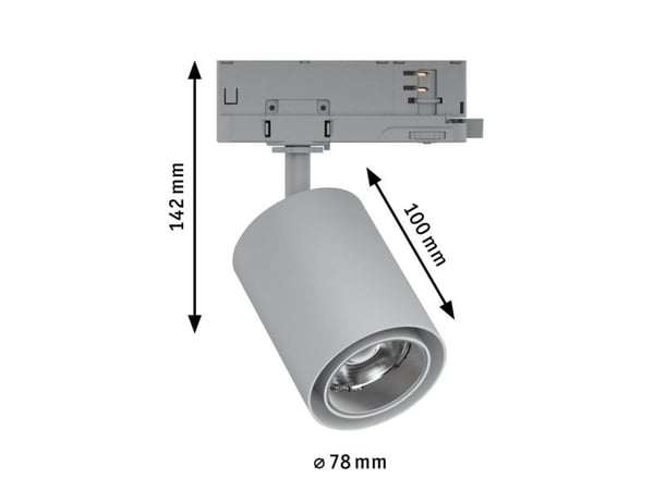 Paulmann Kratos, Spotlight på skinne, 1 ampuller, LED, 28 W, 4000 K, Sølv