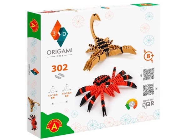 Origami 3D 2-i-1 pakke - Edderkop og Skorpion