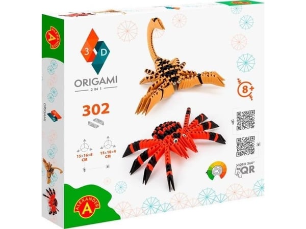Origami 3D 2-i-1 pakke - Edderkop og Skorpion
