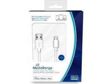 MediaRange MRCS178, 1 m, Lightning, USB A, Hankjønn, Hankjønn, Hvit