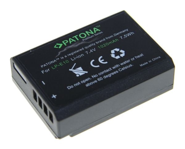 PATONA 1213, Lithium-Ion (Li-Ion), 1020 mAh, Kamera, Canon EOS 1200D, EOS1100D, EOS-1100D, T3, X50, 7,4 V, 7,5 Wh