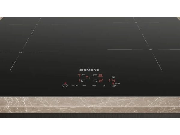 Siemens iQ100 EU611BEB5E - Induksjonskomfyrtopp - 4 plater - Nisje - bredde: 56 cm - dybde: 49 cm - uten ramme - svart