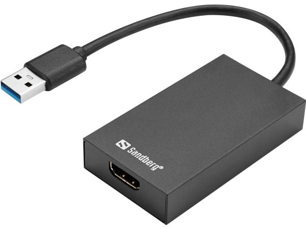 Sandberg - Video adapter - USB-type A hann til HDMI hunn - 1920 x 1080 (1080p) støtte