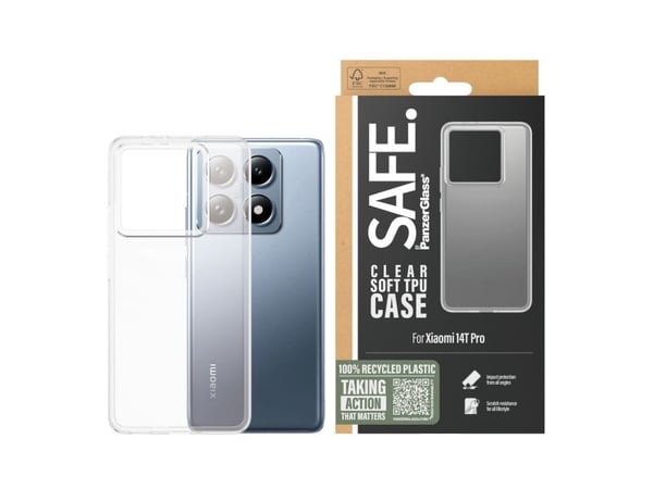 SAFE. by PanzerGlass - Baksidedeksel for mobiltelefon - termoplast-polyuretan (TPU) - gjennomsiktig - for Xiaomi 14T Pro