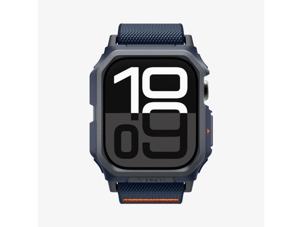 Spigen Lite Fit Pro, Etui + bånd, Smartklokke, Marineblå, Apple, Apple Watch 10 (46mm), Polyester, Termoplastisk polyuretan (TPU)