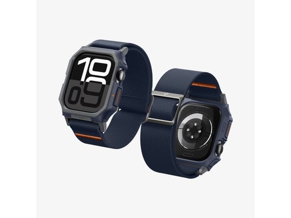 Spigen Lite Fit Pro, Etui + bånd, Smartklokke, Marineblå, Apple, Apple Watch 10 (46mm), Polyester, Termoplastisk polyuretan (TPU)