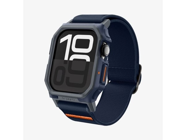 Spigen Lite Fit Pro, Etui + bånd, Smartklokke, Marineblå, Apple, Apple Watch 10 (46mm), Polyester, Termoplastisk polyuretan (TPU)