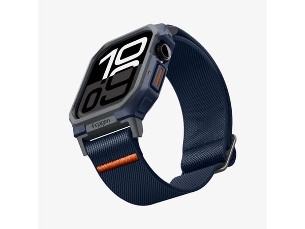 Spigen Lite Fit Pro, Etui + bånd, Smartklokke, Marineblå, Apple, Apple Watch 10 (46mm), Polyester, Termoplastisk polyuretan (TPU)