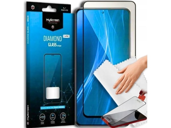 MyScreen Protector Xiaomi Redmi 14C - Karkaistu lasi hieman pyöristetyille näytöille DIAMOND GLASS LITE edge FULL GLUE (täysi liima)