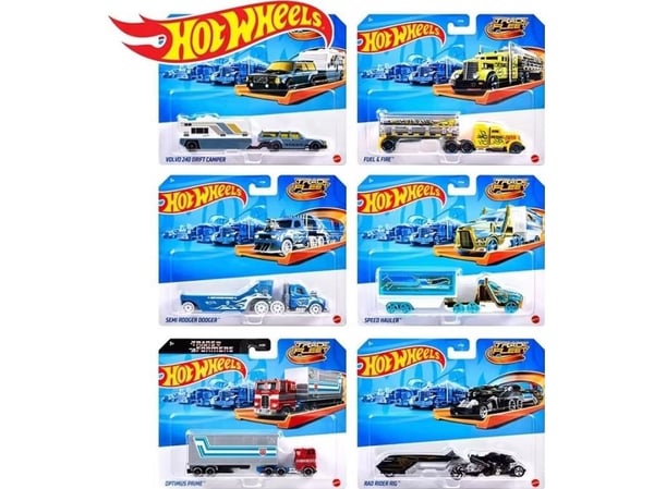 HW TRACK FLEET VEHICLE WITH TRAILER 1:64 HYT56 - Assorteret
