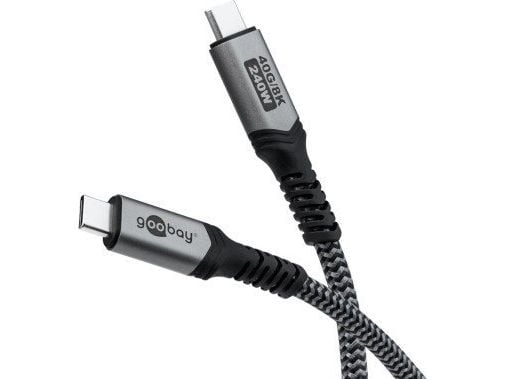 Goobay 74212, 1,5 m, USB C, USB C, 40 Gbit/s, Svart, Grå