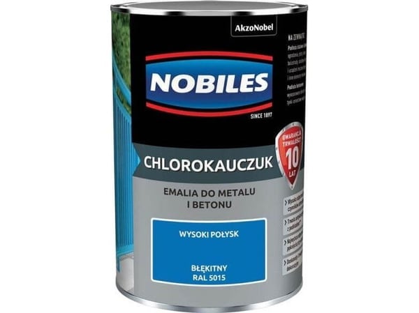 Nobiles klorgummifärg för metall och betong blå RAL 5015 0,9 L
