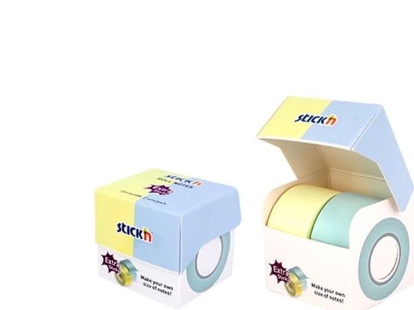 Note Roll Extra Sticky FSC 2x25mmx10m pastellikeltainen/sininen
