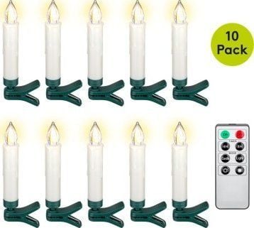 10 sladdlösa LED-julgransljus inkl. 20x AAA (LR03)