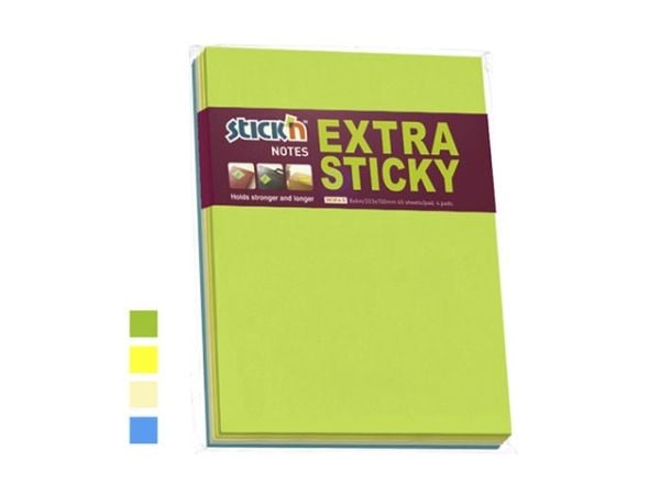 Notes, BNT Stick´n, Extra sticky assorteret, 150x203mm, pakke a 4 stk