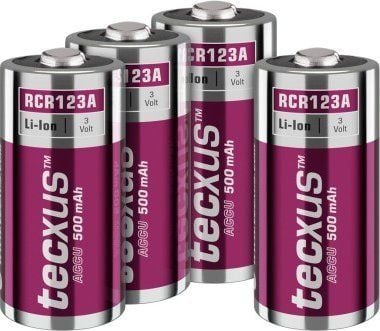 RCR123 oppladbart batteri - 500 mAh, 4 stk i eske