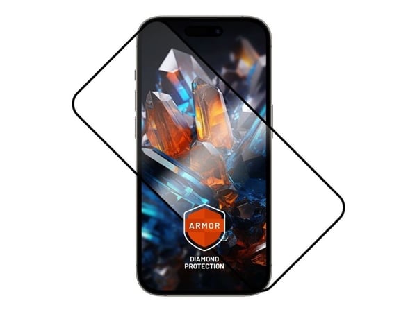 FIXED Armor - Skjermbeskyttelse for mobiltelefon - ultra durable, tempered glass - 2.5D - glass - rammefarge svart - for Apple iPhone 16 Pro Max