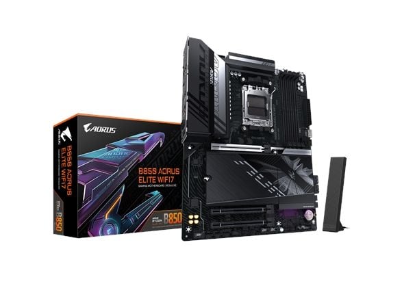 GIGABYTE B850 AORUS ELITE WIFI7, AMD, Socket AM5, AMD Ryzen 7000 Series, AMD Ryzen 8000 Series, AMD Ryzen 9000 Series, Socket AM5, DDR5-SDRAM, 256 GB