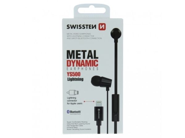 Swissten YS500, Koblet med ledninger (ikke trådløs), Samtaler/musikk, 20 - 20000 Hz, Hodesett, Sort