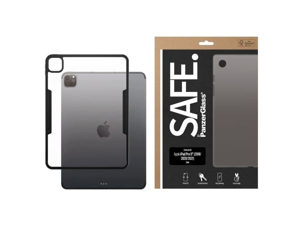 SAFE. by PanzerGlass - Baksidedeksel for nettbrett - selvhelbredende TPU - gjennomsiktig, svart - for Apple 11-inch iPad Pro (1. generasjon, 2. gen...