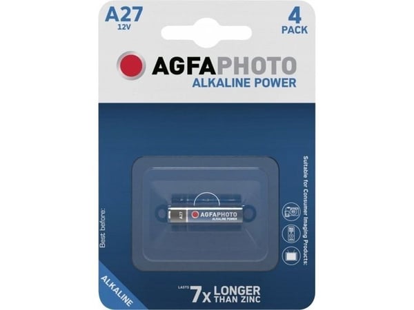 AgfaPhoto 110-804705, Engangsbatteri, A27, Alkalinsk, 12 V, 1 stykker, Sort, Blå, Rød, Hvit