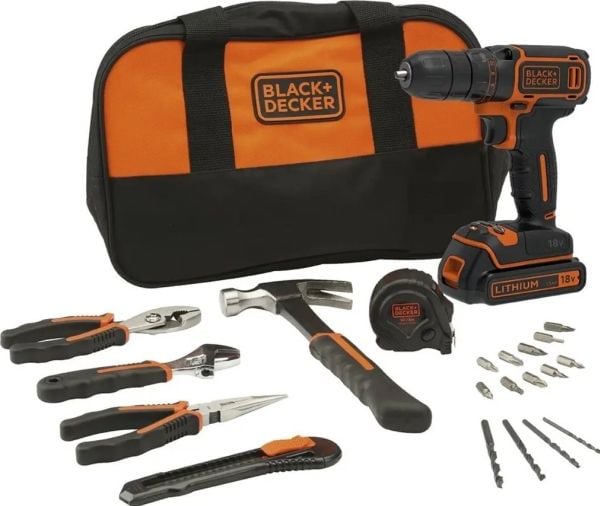 Black & Decker BDCDC18HTSA-QW, Boremaskin med pistolgrep, Nøkkel, 2,5 cm, 1 cm, Batteri, Lithium-Ion (Li-Ion)