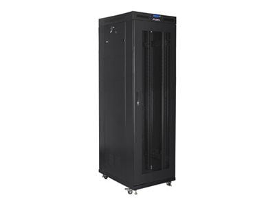 Lanberg - Rack skåp - platt paket - med 4 kylfläktar - fristående - RAL 9004, svart - 42U - 19"
