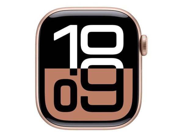 Apple Watch Series 10 (GPS + Cellular) - 42 mm - rosegull aluminium - smartklokke med sportssløyfe - myk dobbeltlagsnylon - plomme - håndleddstørre...