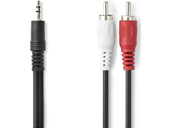 Nedis CAGL22200BK10, 3.5mm, Hankjønn, 2 x RCA, Hankjønn, 1 m, Sort