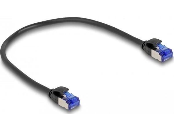 Delock RJ45 verkkokaapeli Cat.6A S/FTP Slim 0,25 m musta