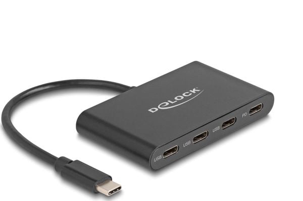 Delock USB 3.2 Gen 1 USB Type-C Hub med 3x USB Type-C hunn + 1x USB Type-C PD 100 Watt