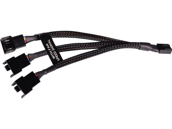 Alphacool Y-splitter 4-pins til 3x 4-pinners PWM 15cm - svart