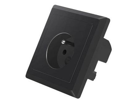 Lanberg - Strømsokkel-pistorasia - 2P+E - Tyyppi E, USB - med lukkere - 1 jengi - 1 strømsokkel, 2 USB-sokler - 2.1 A - grå, sort, RAL 7021