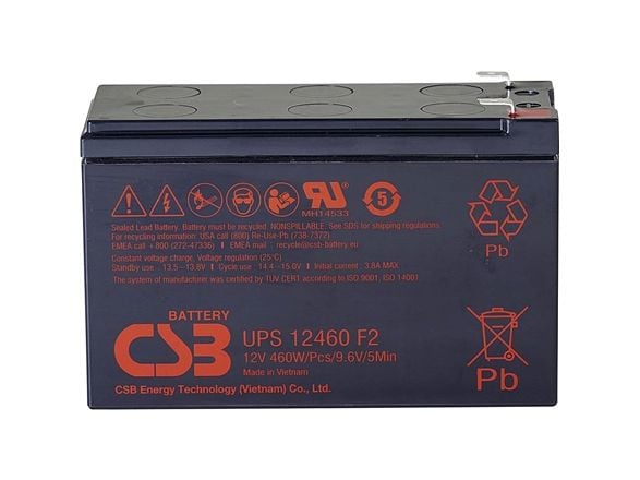 CSB Battery UPS 12460 high-rate Lyijyakku 12 V 9,6 Ah Lyijyakku (B x K x S) 151 x 99 x 65 mm Litteä pistoke 6,35 mm Huoltovapaa, alhainen itsepurka...