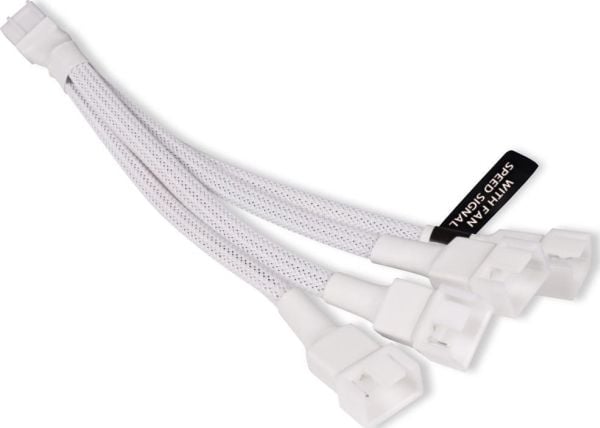 Alphacool Y-splitter 4-pins til 4x 4-pinners PWM 15cm - hvit