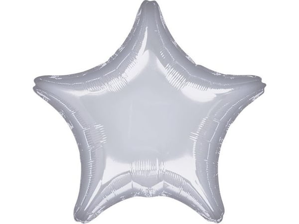 AMSCAN folieballong metallisk sølv stjerne 48 cm, usortert (9914088-92)