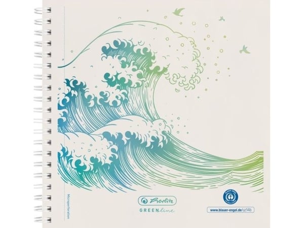 Herlitz GREENline - Pad - spiralbundet - 148 x 148 mm - 100 ark / 200 sider - hvit - prikket - wave