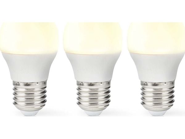 Nedis LBE27G452P3, 4,9 W, E27, 470 lm, 15000 timer, Varm hvit
