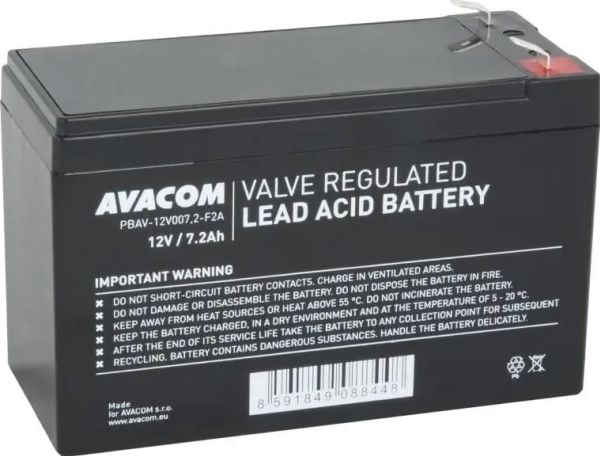 UPS Avacom AVACOM-batteri 12V 7,2Ah F2 (PBAV-12V007,2-F2A)