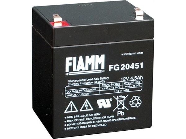 AGI 90498, Forseglet blysyre (VRLA), Svart, 4500 mAh, 12 V, 1 stykker, FIAMM FG20451