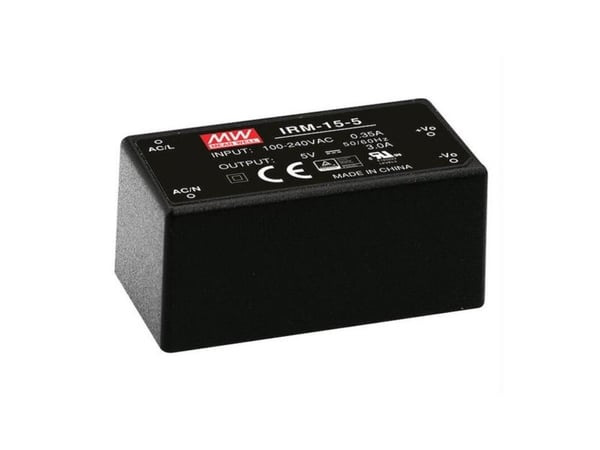 MEAN WELL IRM-15-24, 15 W, 85 - 264 V, 0,63 A, Svart, RoHS, ITE EN/UL/IEC 60950